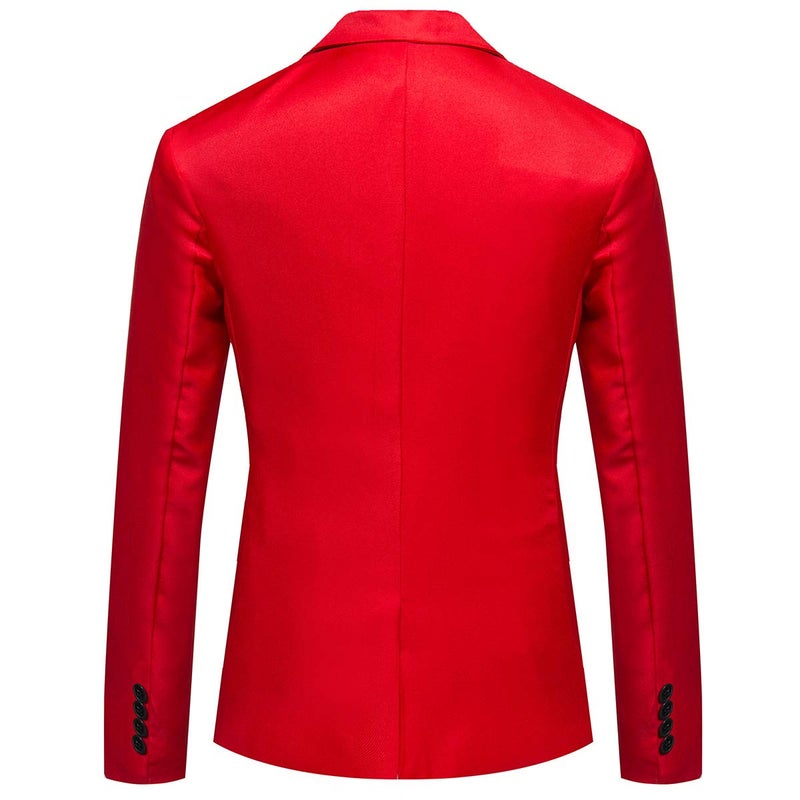 YFFUSHI Men's Casual Suit Jacket Slim Fit One Button Notched Lapel Business Daily Lightweight Blazer Jacket Red - Image 2